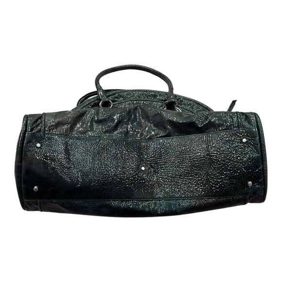 Abro Dark Green Large Bowling Style Leather Tote Bag - Picture 4 of 10